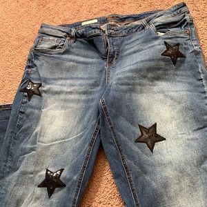 Boyfriend distressed jeans with stars!